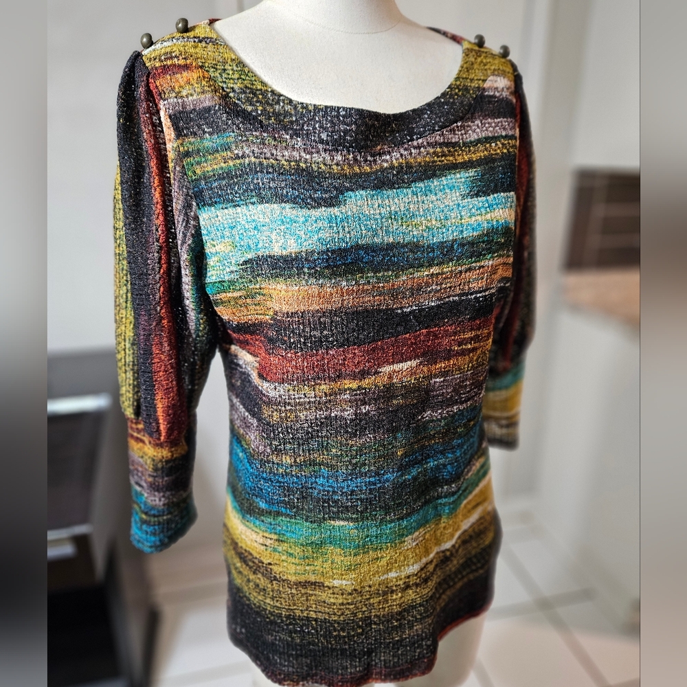 New Directions Multicolor Striped Top